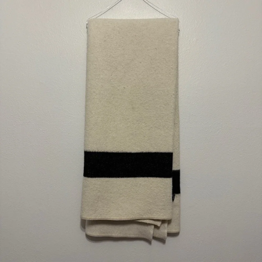Blacksaw Siempre Recycled Alpaca Wool Blanket Black Stripe 59x79 Luxe Minimalist